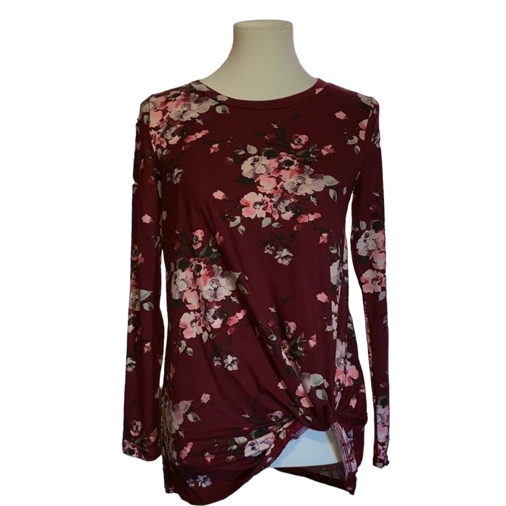 Womens Floral Knot Front Longsleeve